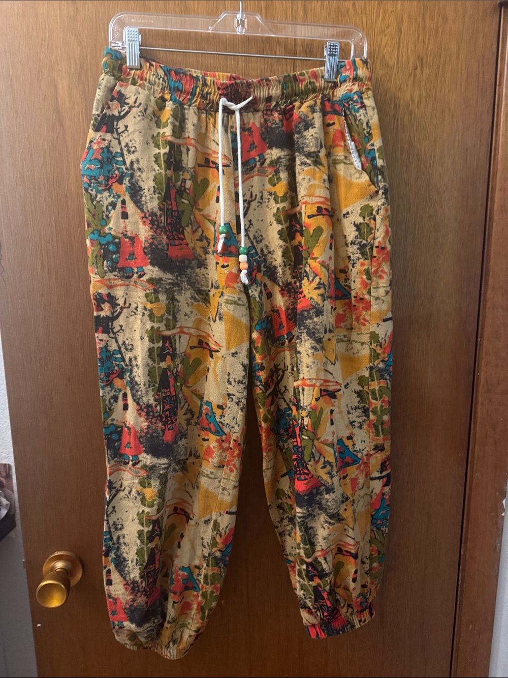 SHEIN Multicolor Abstract Print Jogger Pants - Tan, Red, Blue, Green, Black
